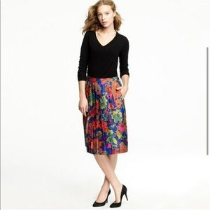 J.Crew Ashbury 100% Silk Floral Pleated A-Line Skirt Size 6 Rare!